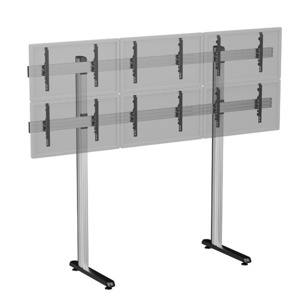 Support TV sur pieds - 6 écrans 50''- 55'' - Hauteur 240cm