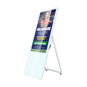 Totem vidéo pliable 43'' blanc. FULL HD. 500 cd indoor