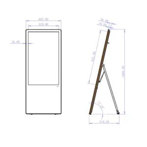 Totem vidéo pliable 43'' blanc. FULL HD. 500 cd indoor