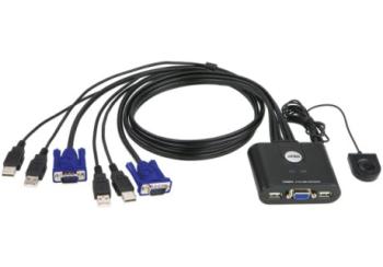 Aten Mini-Switch KVM 2 ports USB, câbles intégrés, option audio