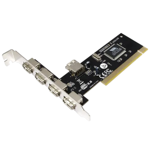 Carte PCI USB 2.0 4 ports + 1 interne - PC0028