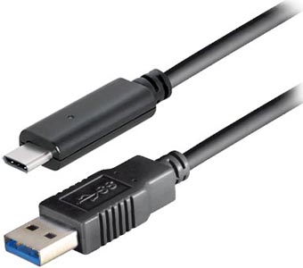 Cordon USB3.1 Type-C M vers USB3.0 Type-A M Noir