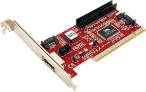 Carte PCI SATA 2 ports internes, 1 port IDE ATA133, 1 eSATA