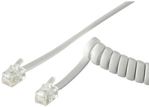 Cordon Combiné RJ9 M/M spiralé 2m Blanc