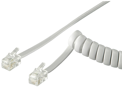 Cordon Combiné RJ9 M/M spiralé 2m Blanc