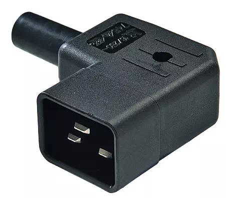 Fiche électrique C20 mâle coudé 90° D - Noir