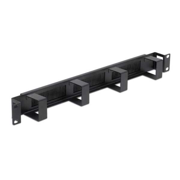 Panneau 1U passe câbles + balai 19" Décaissé Noir