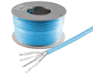 Câble 4 paires Cat8 S/FTP Rigide LSOH Bleu Bobine de 100m