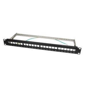 Platine Keystone nue 24 ports sans insert noir blindée