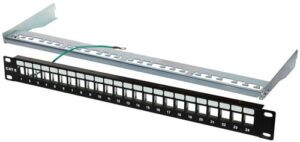 Platine Keystone nue 24 ports sans insert noir blindée