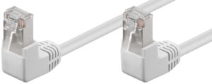 Cordon RJ45 CAT.5e F/UTP coudé haut 90° Blanc