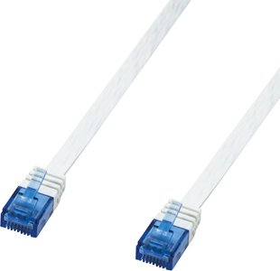 Cordon plat RJ45 UTP Cat.6 Blanc