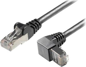 Cordon RJ45 CAT6A S/FTP coudé Bas/Droit vers Normal - Noir