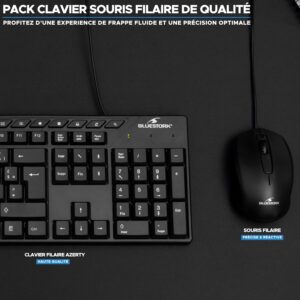 Pack clavier souris filaire Bluestork USB AZERTY bureautique
