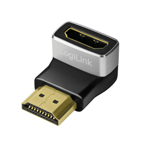 Adaptateur HDMI, A/M vers A/F, coudé, 8K/60 Hz, Noir/Gris
