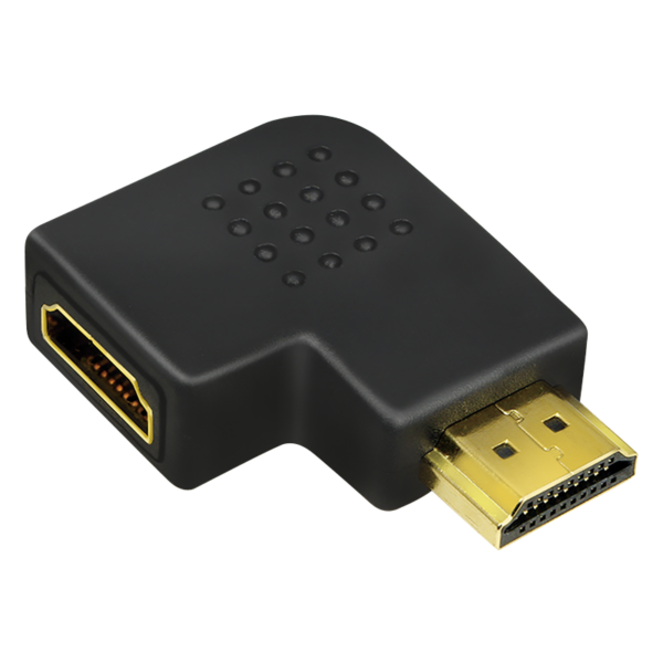 Adaptateur HDMI, A/M vers A/F, coudé 90°, plat, 4K/30 Hz, noir