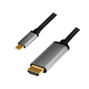 Câble USB Type-C, C/M vers HDMI/M, 4K, alu, noir/gris, 1.80m