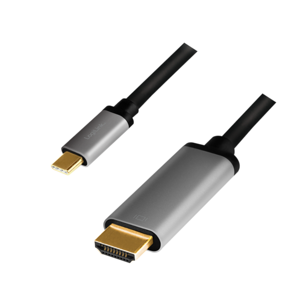 Câble USB Type-C, C/M vers HDMI/M, 4K, alu, noir/gris, 1.80m