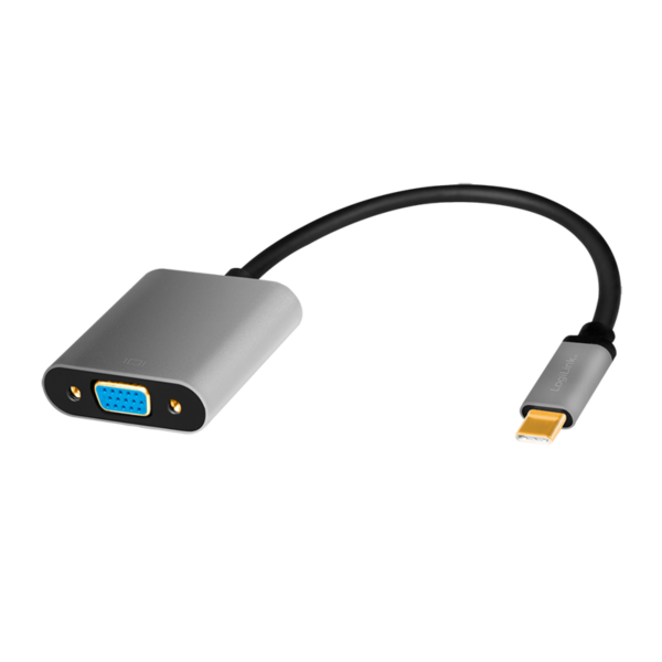 Adaptateur USB Type-C, C/M vers VGA, 1080p, alu, noir/gris, 0.15m