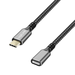 Rallonge USB3.2 Type-C M/F, PD, alu, noir/gris, 2m