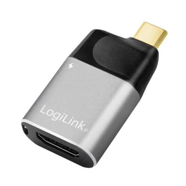 Adaptateur USB Type-C, C/M vers HDMI-A+USB-C, 4K, PD, alu, noir/gris
