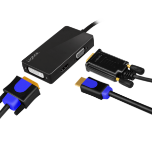 Adaptateur DisplayPort, DP/M vers HDMI-A+DVI+VGA, 4K/30 Hz, noir, 0,10m