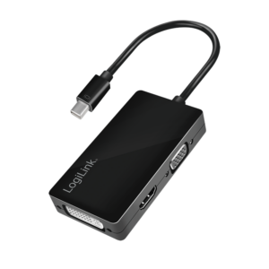 Adaptateur Mini DisplayPort, mDP/M vers HDMI-A+DVI+VGA, 4K/30 Hz, noir, 0.15m