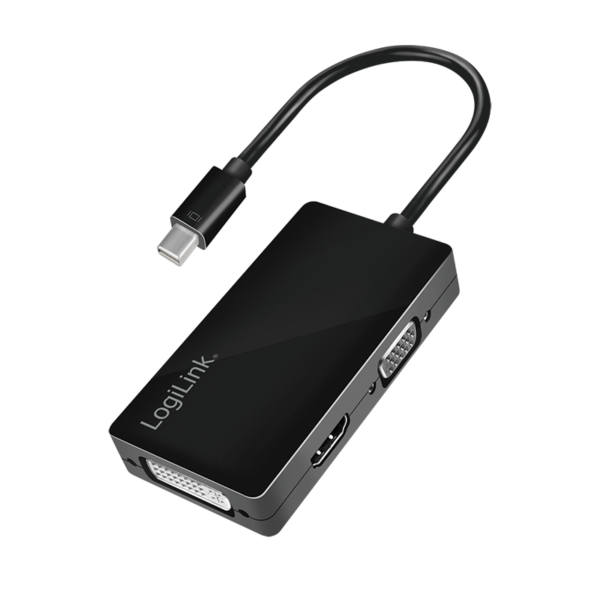 Adaptateur Mini DisplayPort, mDP/M vers HDMI-A+DVI+VGA, 4K/30 Hz, noir, 0.15m