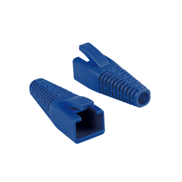 Manchons découpable Snagless RJ45 diamètre 5,5 à 8,5 mm Bleu par 50