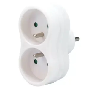 Multiprise monobloc 2 prises 2P+T - Blanc