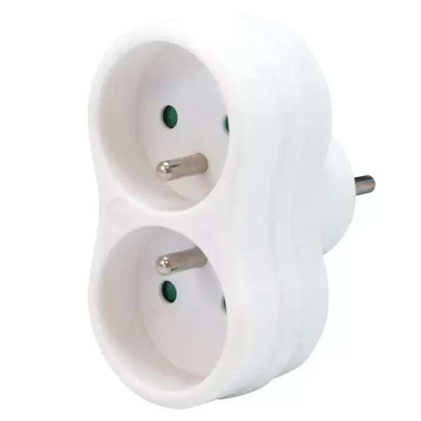 Multiprise monobloc 2 prises 2P+T - Blanc