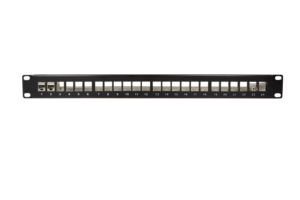 Platine Keystone nue 24 ports sans insert noir blindée