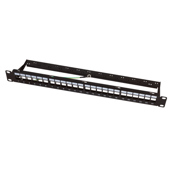 Platine Keystone nue 24 ports sans insert noir blindée