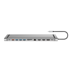 Station d'accueil USB 3.2 Gen2, USB-C, 12 ports, PD, argent