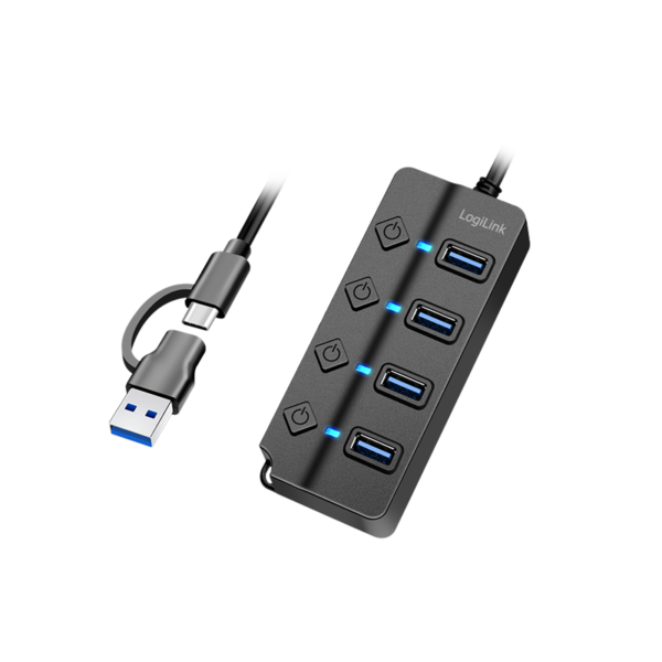 Hub USB-C+A, USB3.2 Gen1 4 ou 7 xUSB-A avec interrupteurs
